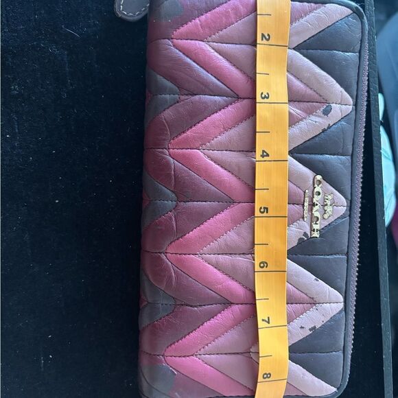 Coach Wallet Quilted handbag I’d coin purse Oxblood ACCORDION ZIP OMBRE F31954) - Picture 4 of 11